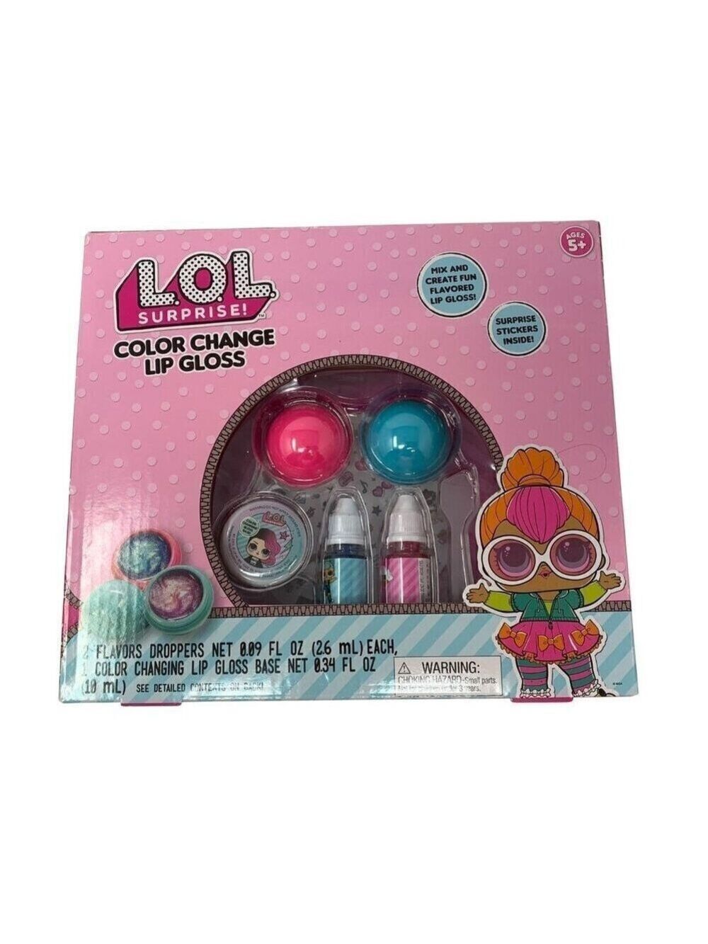 LOL Surprise Color Change Lip Gloss Kit Flavor Droppers Stickers For Kids Age 5+